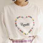 Lettering Floral Embroidery Sweatshirt