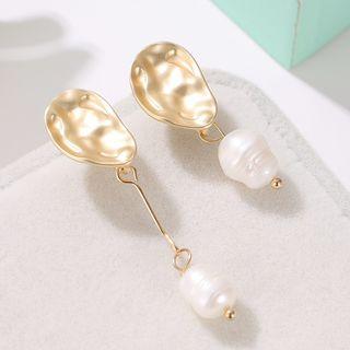 Non-matching Freshwater Pearl Dangle Earring 1901-1 - Gold - One Size