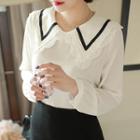 Lace-trim Collar Puff-sleeve Shirt