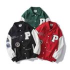 Collared Embroidered Baseball Jacket