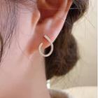 Rhinestone Ear Stud 1 Pair - Silver Needle - Pearl White - One Size