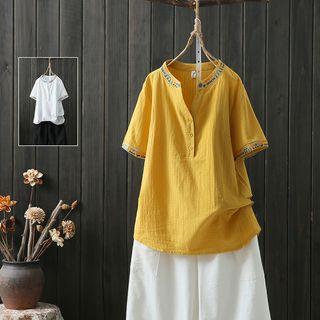 Ethnic Embroidered Short-sleeve T-shirt