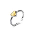 925 Sterling Silver Vintage Elegant Fashion Heart Shape Adjustable Opening Ring Silver - One Size