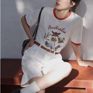 Flower Print Ringer T-shirt