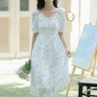 Chiffon Floral Short-sleeve Dress