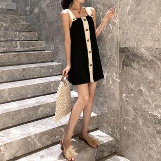 Strappy Buttoned Mini Dress