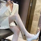 Plain Lace Tights White - One Size