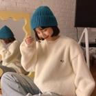 Lettering Fleece Sweatshirt Off-white - One Size