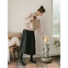Band-waist Denim Long Tiered Skirt