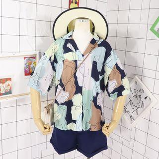 Printed Shirt / Wide-leg Shorts / Pants / Set