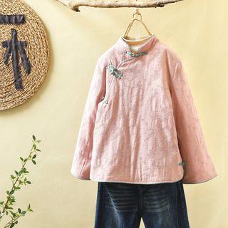 Long-sleeve Button-front Padded Top