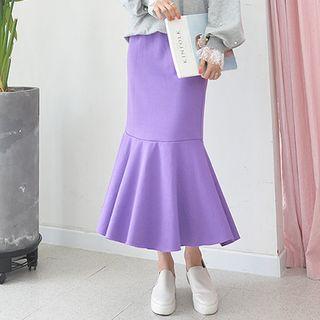 Band-waist Colored Mermaid Skirt