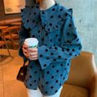 Bell-sleeve Dotted Corduroy Blouse