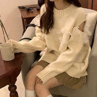 Mesh Trim Cut-out Sweater