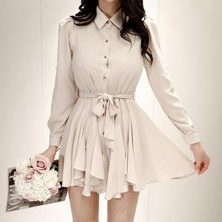 A-line Mini Shirtdress With Sash