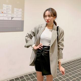 Knot Pleather Mini Pencil Skirt