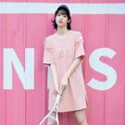 Short-sleeve Lettering Shift Dress
