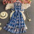 Flower Print Embroidered A-line Dress