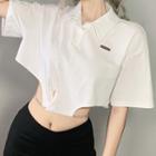 Collared Short Sleeve Cropped Top