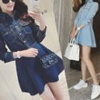 Long-sleeve Mini A-line Denim Dress