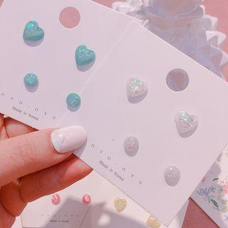 2-pair Set: Heart Stud Earring