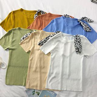 Leopard-ribbon Plain Top