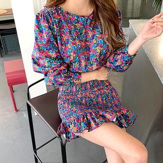 Frill-hem Floral Smocked Minidress