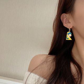 Women Glaze Alloy Dangle Earring 1 Pair - Blue & Yellow - One Size