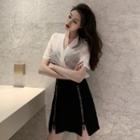 Short-sleeve Chiffon Top / A-line Mini Skirt