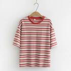 Striped Short-sleeve T-shirt Bean Red - One Size