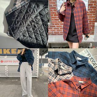 Quilted Plaid Shirt Jacket