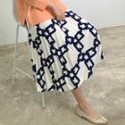 Chain Pattern Accordion Pleat Chiffon Skirt