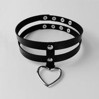 Layered Heart Choker Black - One Size