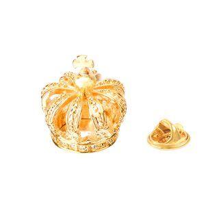 Fashion And Elegant Plated Gold Three-dimensional Crown Brooch Golden - One Size