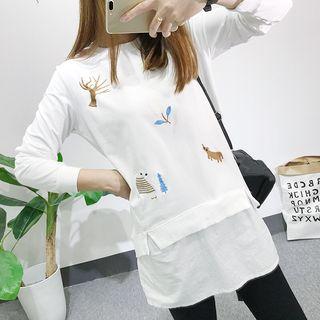 Mock Two Piece Embroidered Blouse