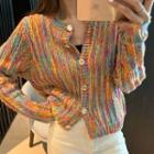 Rainbow Striped Sweater Cardigan Rainbow - One Size