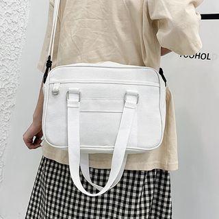 Top Handle Plain Canvas Crossbody Bag