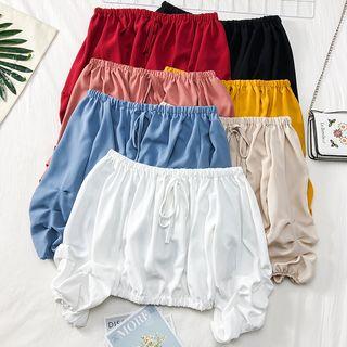 Tie-front Boatneck Crop Blouse