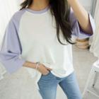 3/4 Raglan-sleeve Rip-back T-shirt