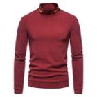 Long-sleeve Turtleneck Leaf Embroidered T-shirt