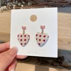 Heart Fabric Dangle Earring 1 Pair - Dangle Earring - Silver - Love Heart - One Size