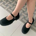 Track-sole Mary Jane Flats