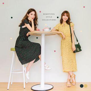 Dotted Midi Waist Tie Dress