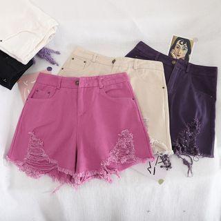 Ripped High-waist Shorts