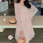 Long Sleeve Ruffled Dress Pink - One Size