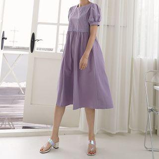 Puff-sleeve Laced Empire Dress