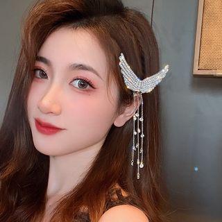 Rhinestone Wing Hair Clip Silver - One Size
