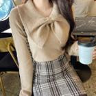 Bow-collared Knit Top