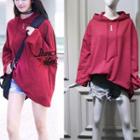 Long-sleeve Hooded Loose-fit Pullover