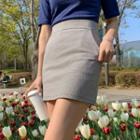 Pocket-side Checked Mini Pencil Skirt